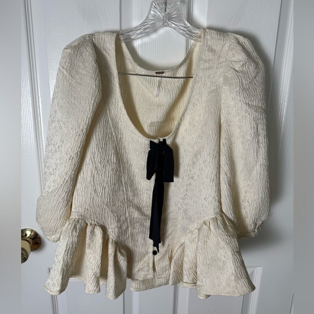 Free People NEW Pamela Bow Top in White Alyssum M - Picture 3 of 7